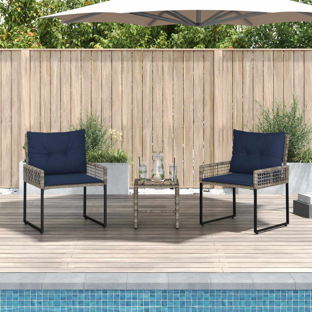 Have møbel sæt med pude 3 pcs Grå og Marineblå
