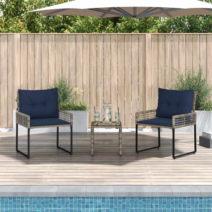 Have møbel sæt med pude 3 pcs Grå og Marineblå