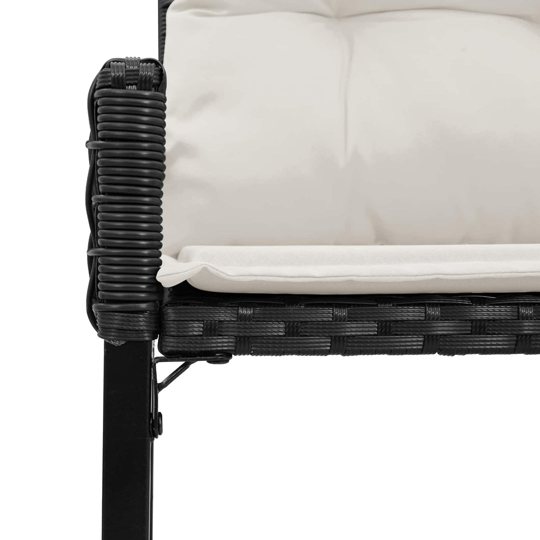Udendørs bænk med pude Sort og Cremehvid 118 x 55 x 82 cm