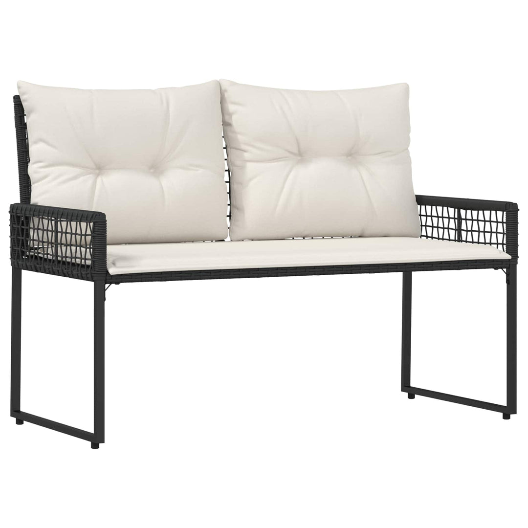 Udendørs bænk med pude Sort og Cremehvid 118 x 55 x 82 cm