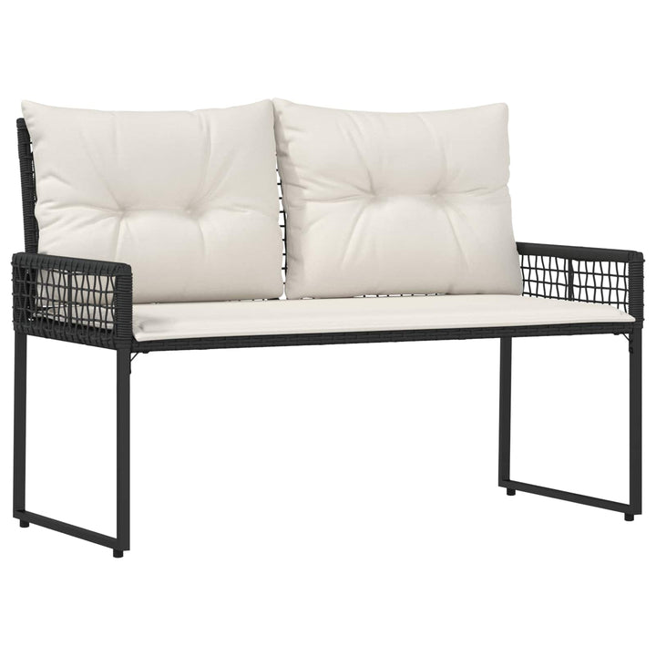 Udendørs bænk med pude Sort og Cremehvid 118 x 55 x 82 cm