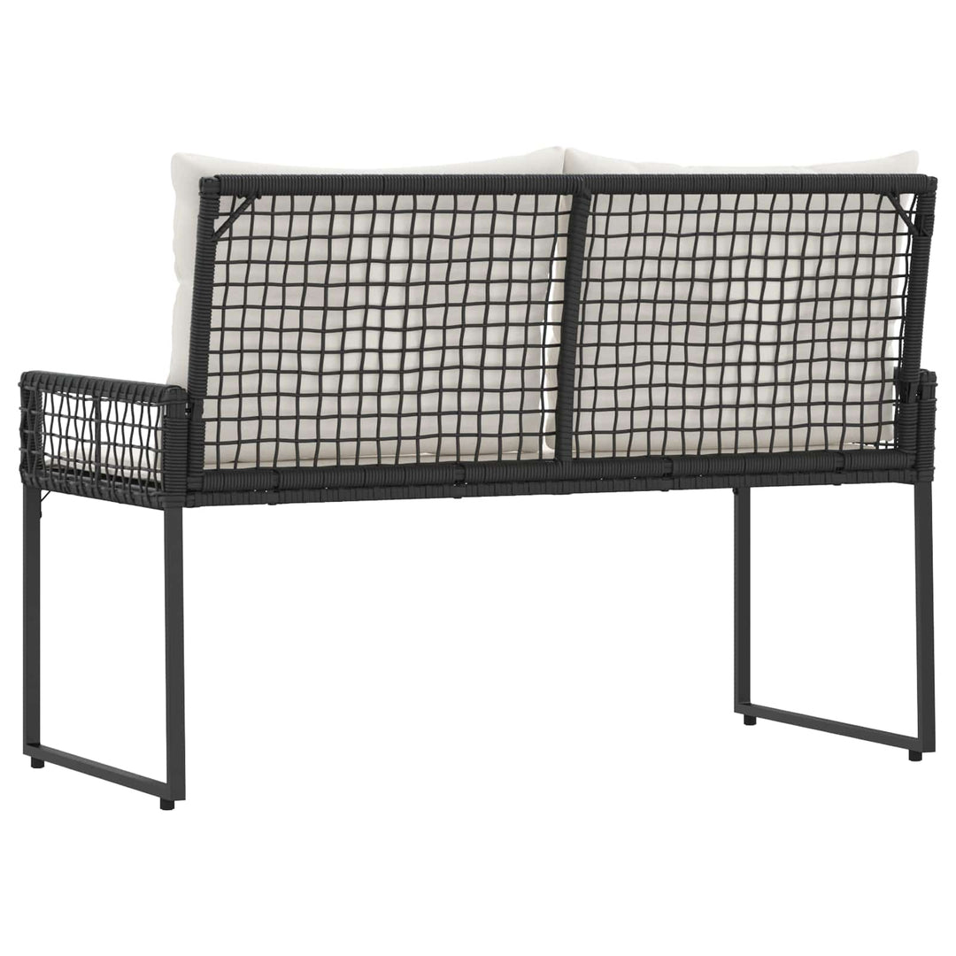 Udendørs bænk med pude Sort og Cremehvid 118 x 55 x 82 cm