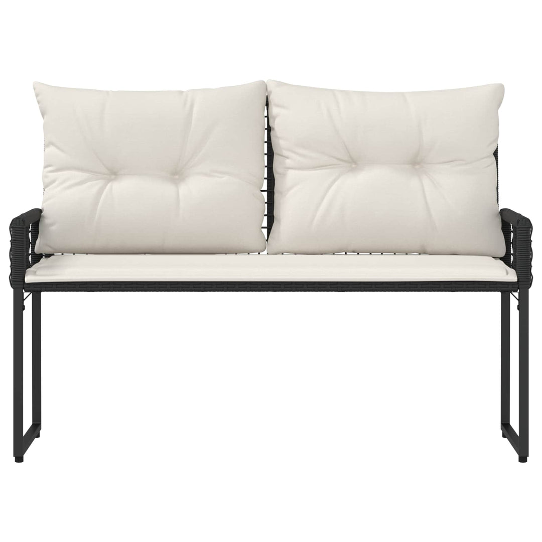 Udendørs bænk med pude Sort og Cremehvid 118 x 55 x 82 cm