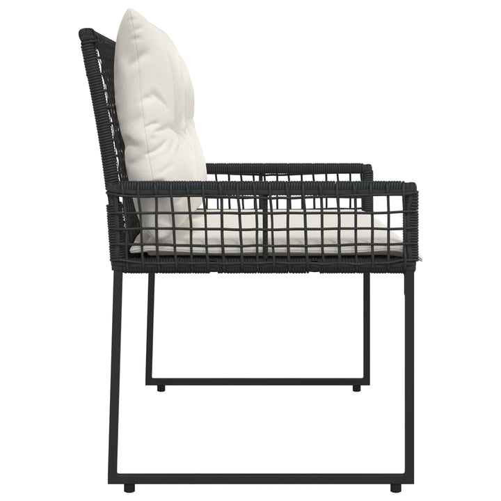 Udendørs bænk med pude Sort og Cremehvid 118 x 55 x 82 cm
