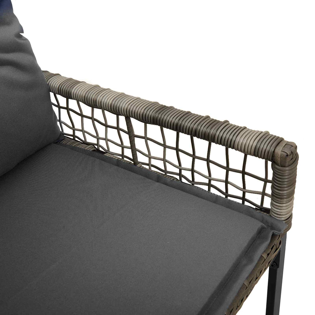 Udendørs bænk med pude Grå 118 x 55 x 82 cm PE Rattan og stof