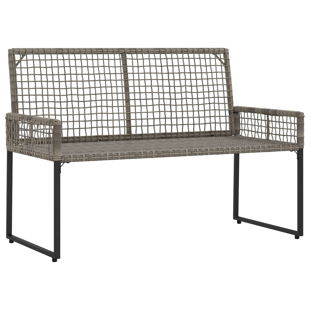 Udendørs bænk med pude Grå 118 x 55 x 82 cm PE Rattan og stof