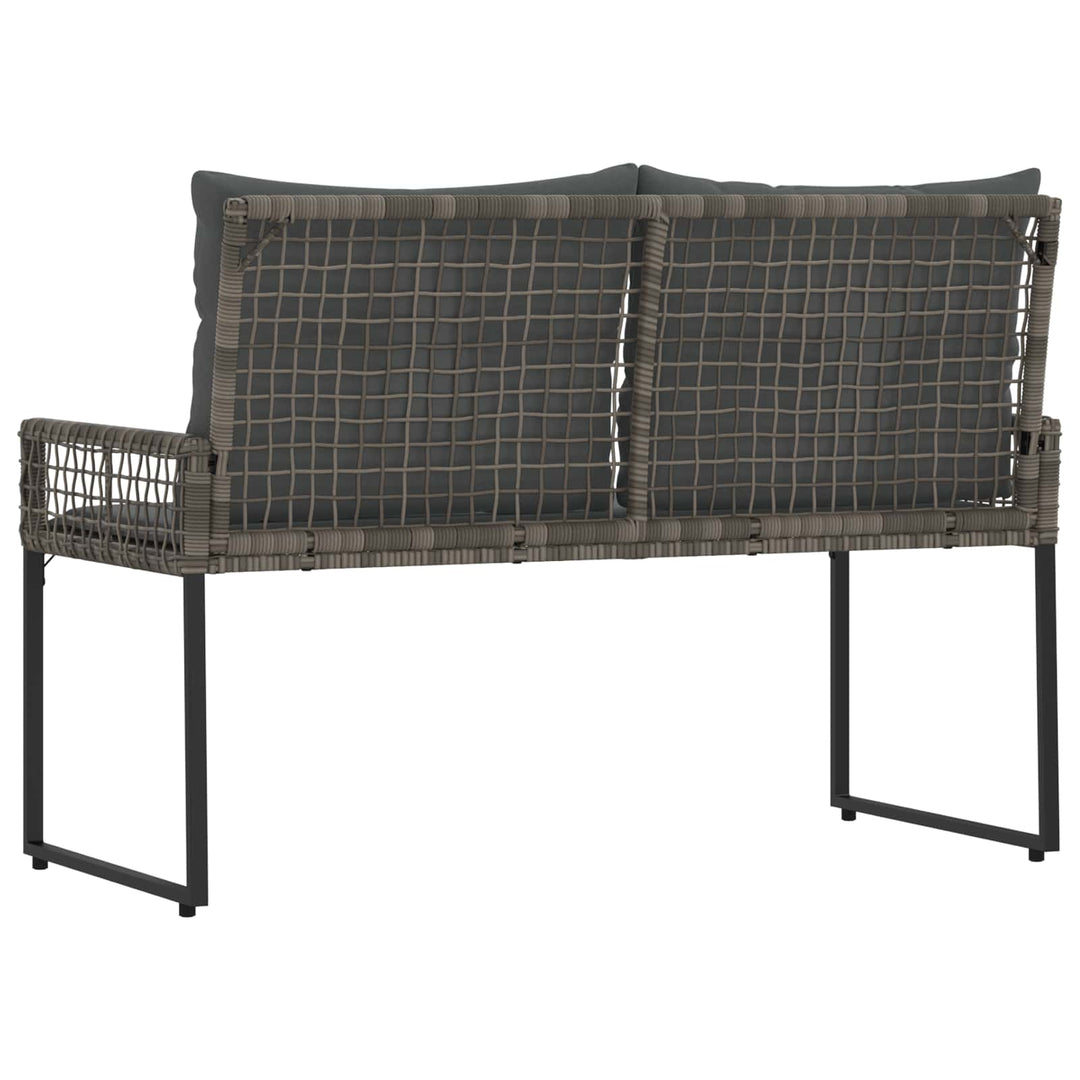 Udendørs bænk med pude Grå 118 x 55 x 82 cm PE Rattan og stof