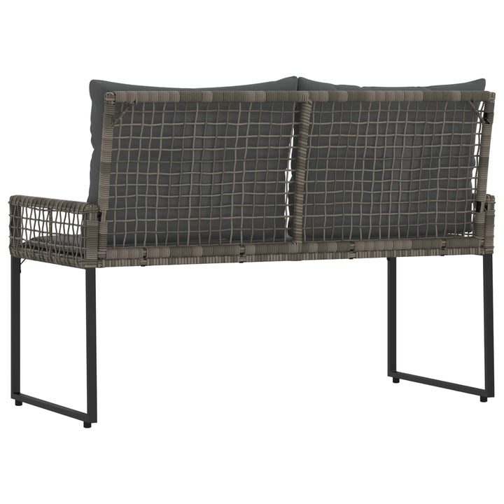 Udendørs bænk med pude Grå 118 x 55 x 82 cm PE Rattan og stof