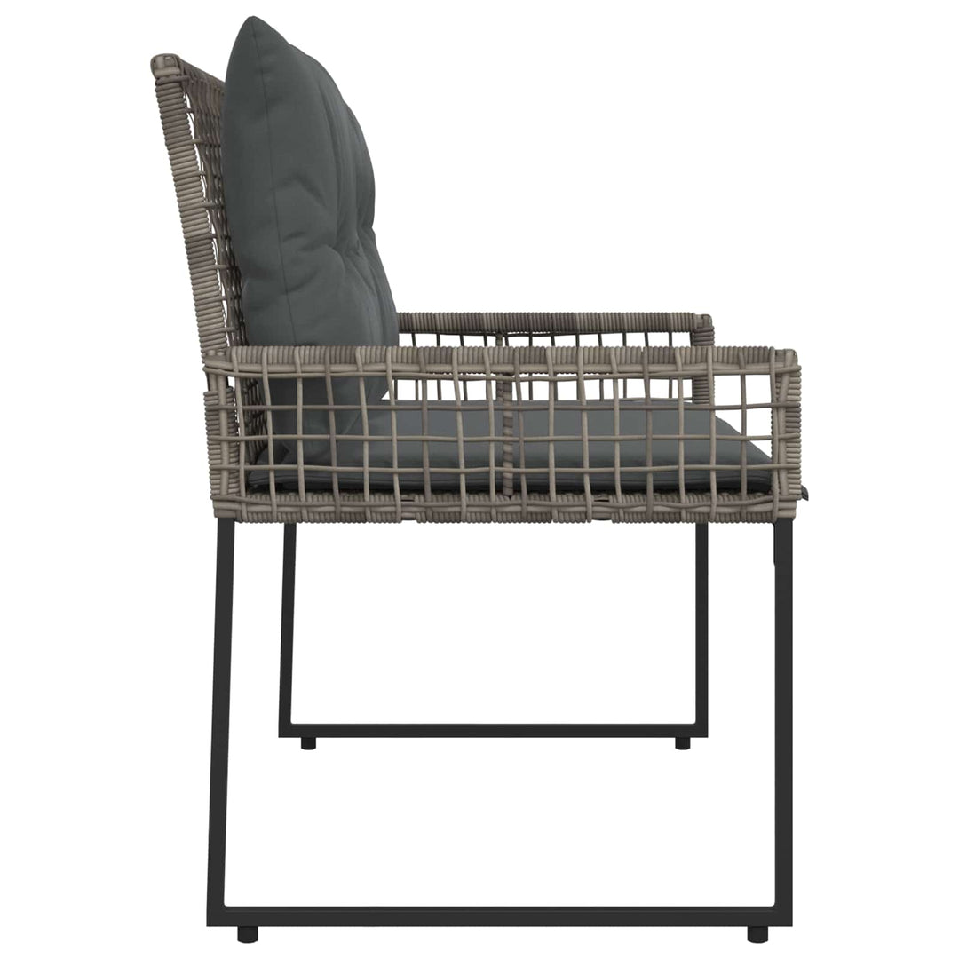 Udendørs bænk med pude Grå 118 x 55 x 82 cm PE Rattan og stof