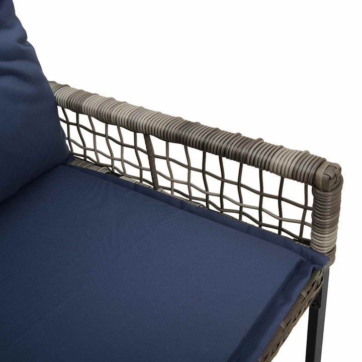 Udendørs bænk med pude Grå og Marineblå 118 x 55 x 82 cm
