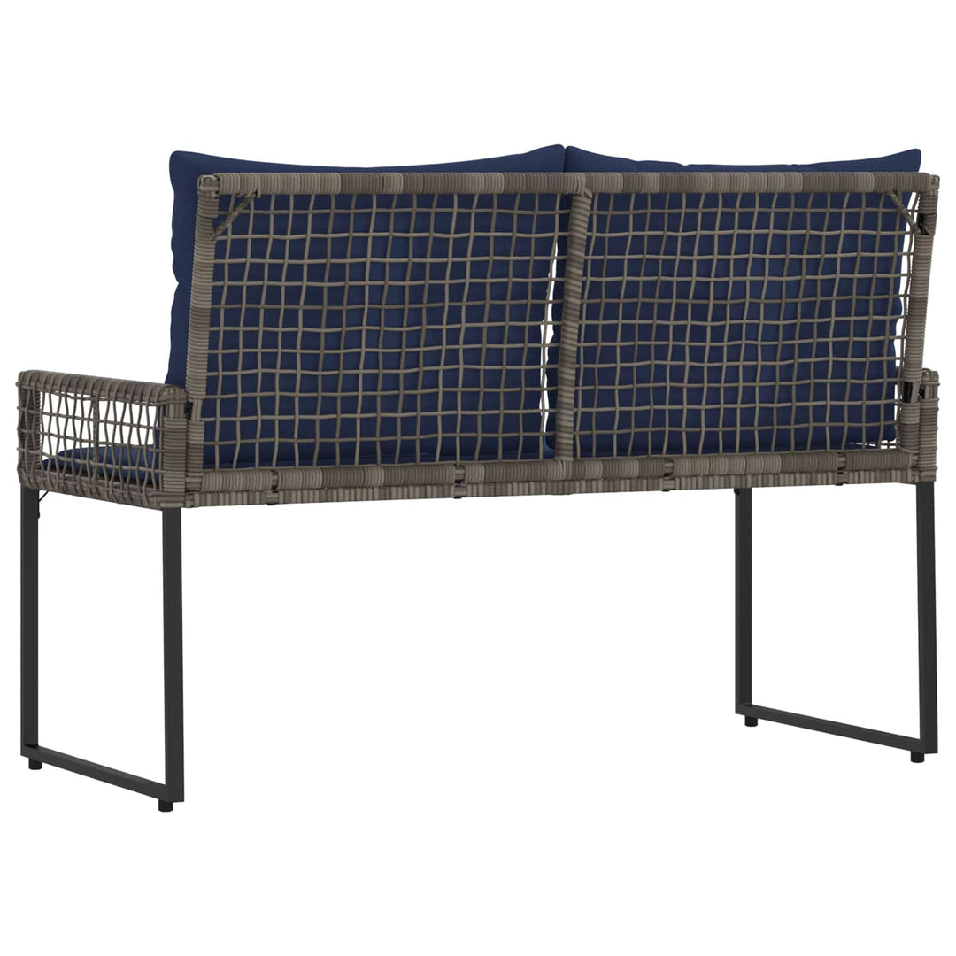 Udendørs bænk med pude Grå og Marineblå 118 x 55 x 82 cm