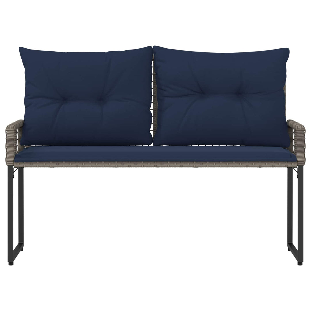 Udendørs bænk med pude Grå og Marineblå 118 x 55 x 82 cm