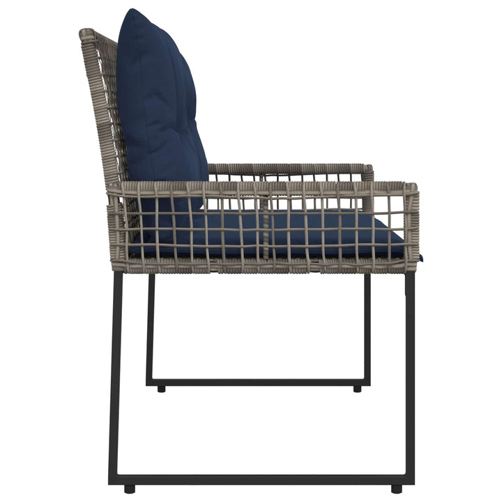 Udendørs bænk med pude Grå og Marineblå 118 x 55 x 82 cm