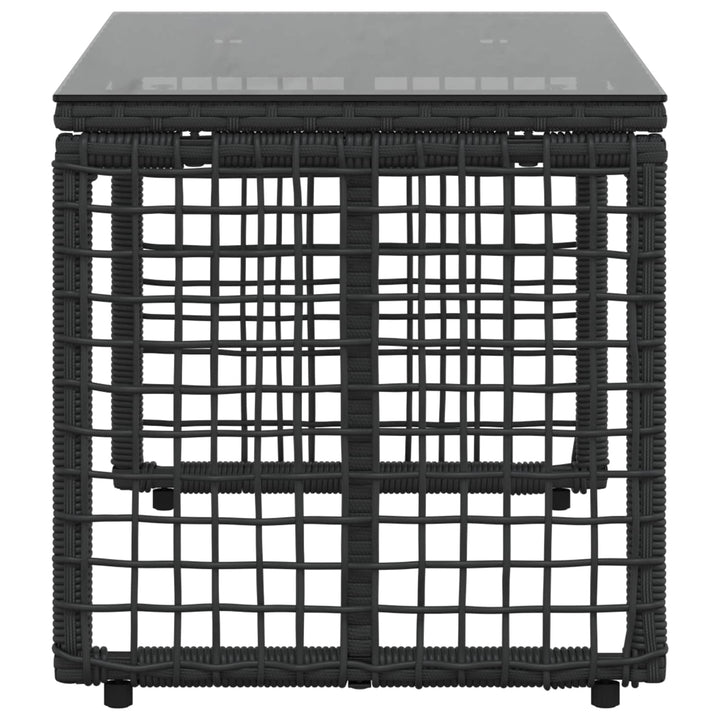 Udendørs Bord Sort 80 x 40 x 40 cm PE Rattan og Glas