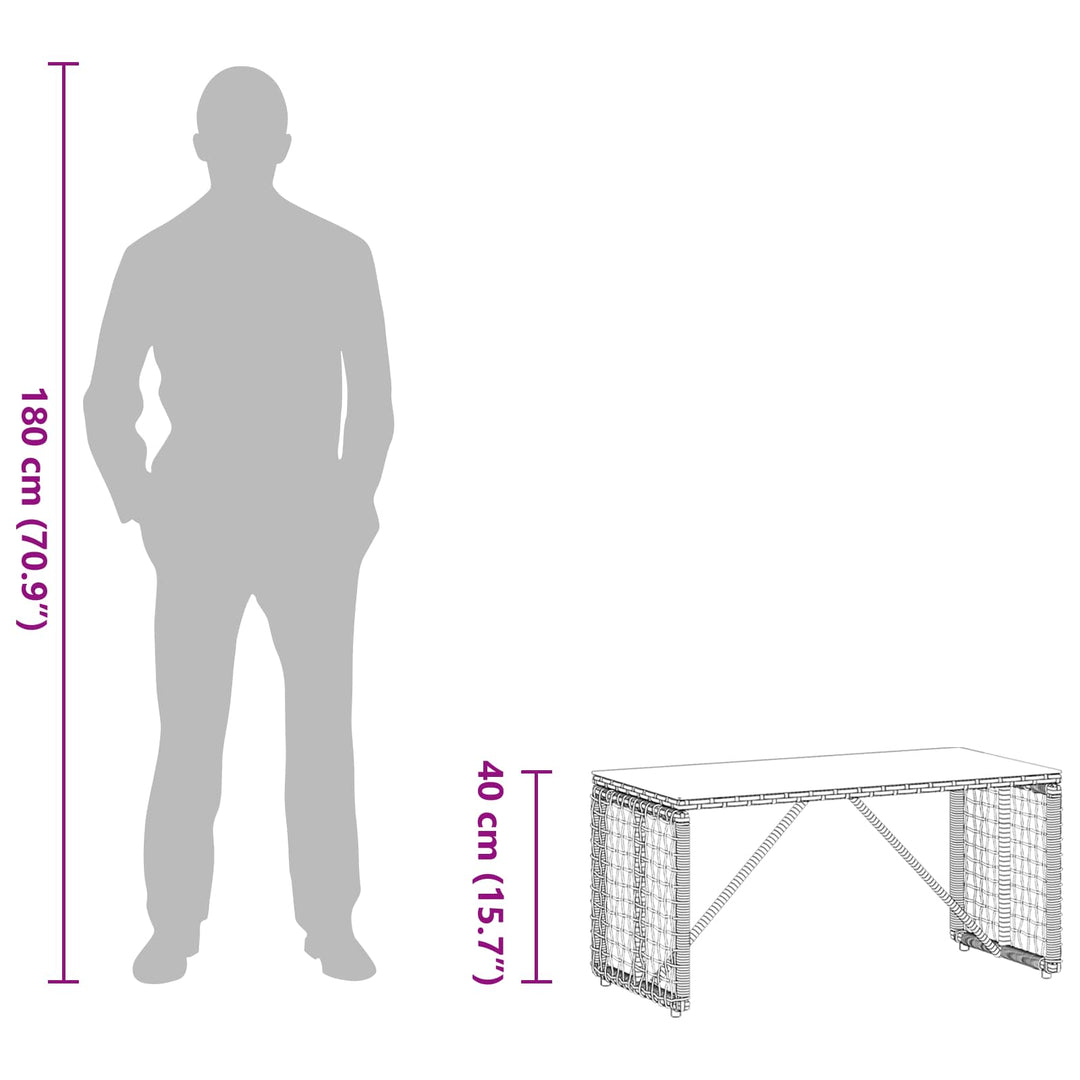 Udendørs Bord Sort 80 x 40 x 40 cm PE Rattan og Glas