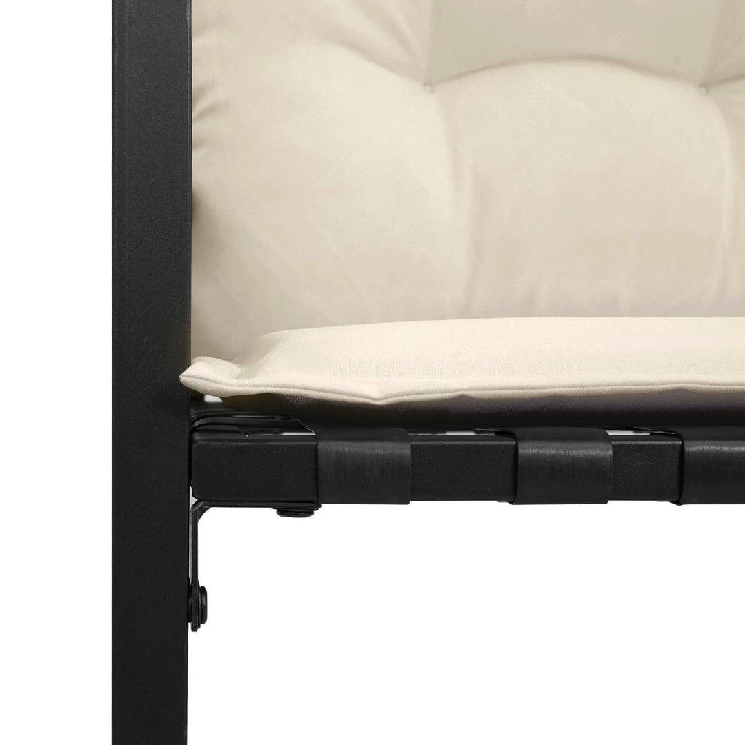 Trælagersbænk med pude Ensfarvet Creme 114 x 55 x 77 cm