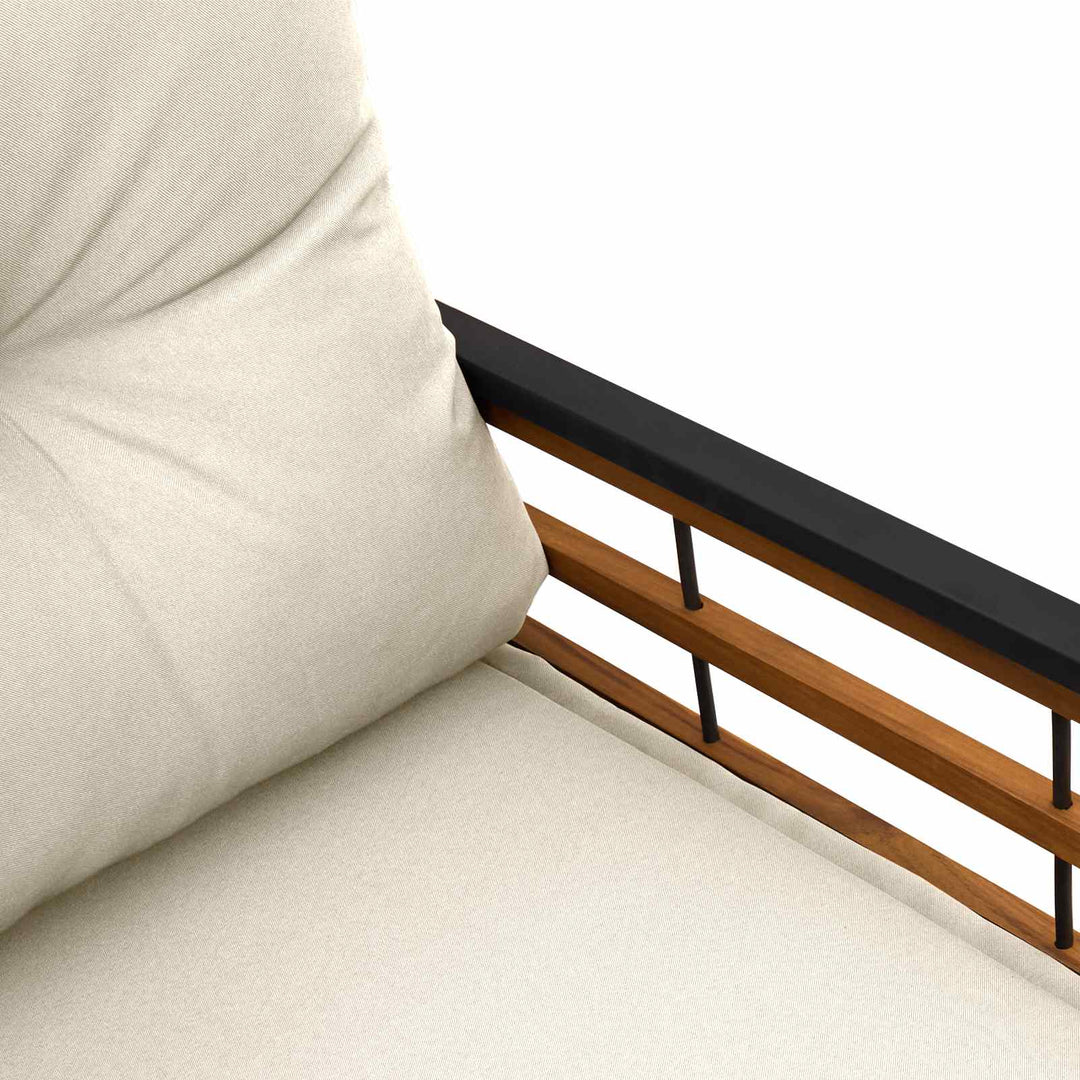 Trælagersbænk med pude Ensfarvet Creme 114 x 55 x 77 cm