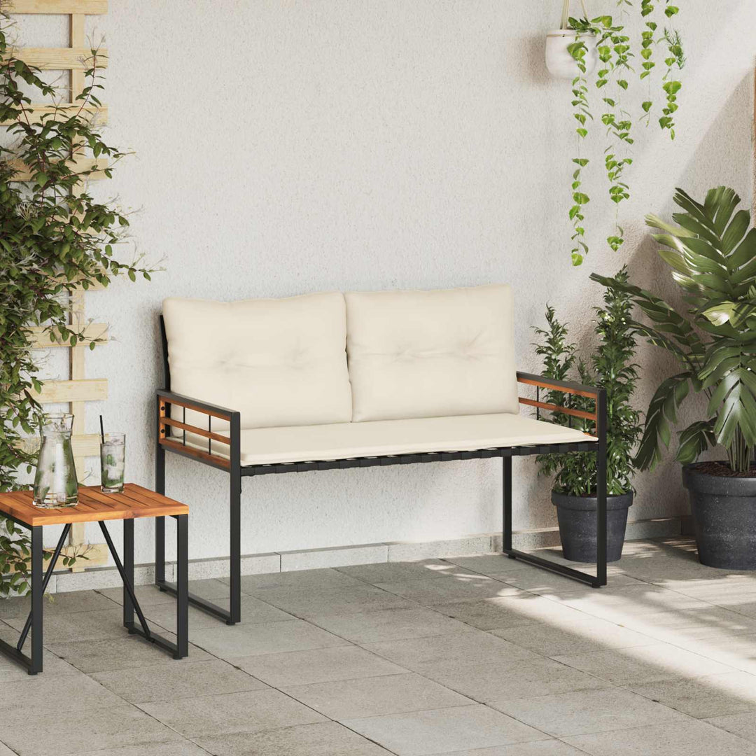 Trælagersbænk med pude Ensfarvet Creme 114 x 55 x 77 cm