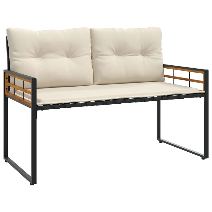 Trælagersbænk med pude Ensfarvet Creme 114 x 55 x 77 cm