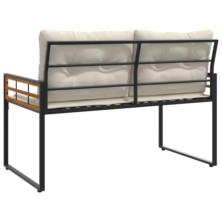 Trælagersbænk med pude Ensfarvet Creme 114 x 55 x 77 cm