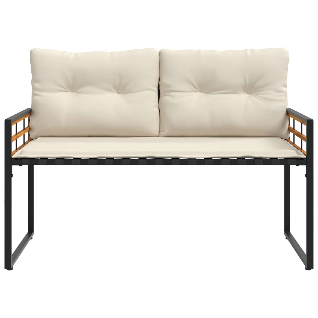 Trælagersbænk med pude Ensfarvet Creme 114 x 55 x 77 cm