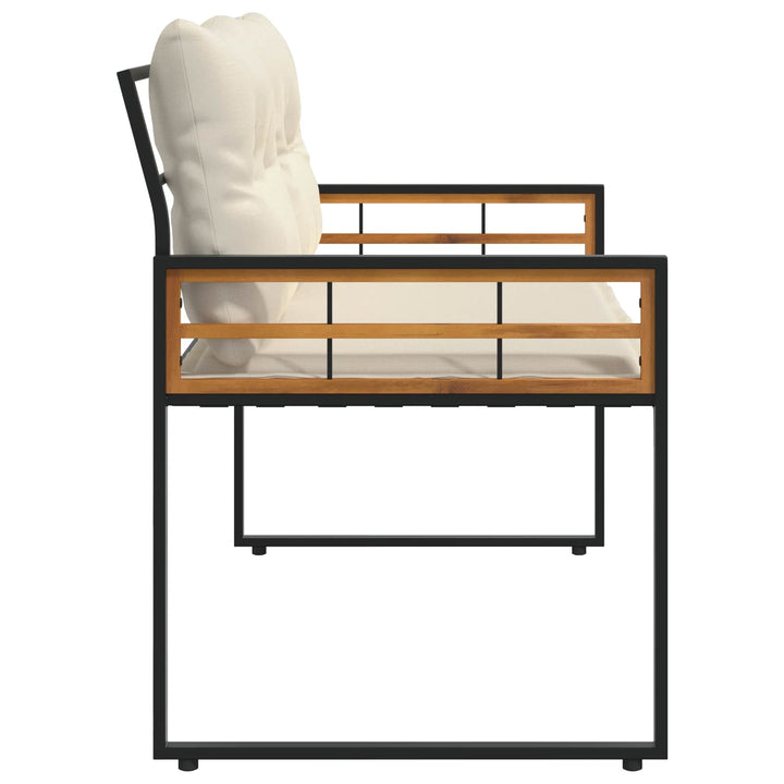 Trælagersbænk med pude Ensfarvet Creme 114 x 55 x 77 cm
