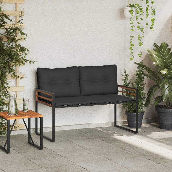 Trælagersbænk med pude Ensfarvet Dæmpet grå 114 x 55 x 77 cm