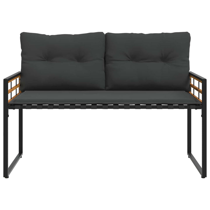 Trælagersbænk med pude Ensfarvet Dæmpet grå 114 x 55 x 77 cm
