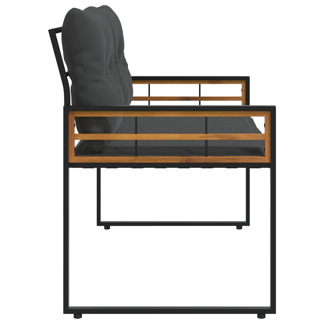 Trælagersbænk med pude Ensfarvet Dæmpet grå 114 x 55 x 77 cm