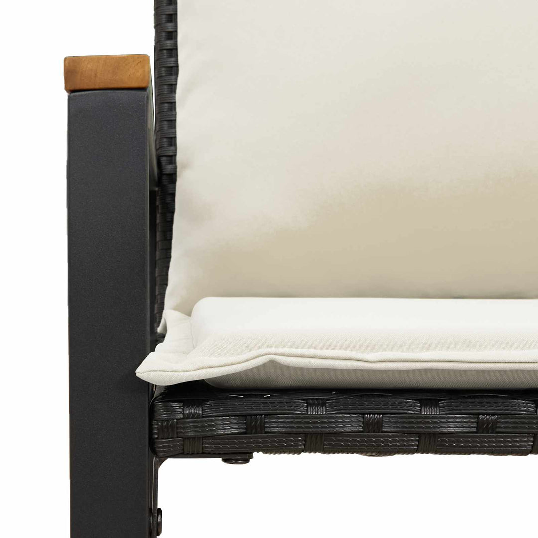 bænk med pude Sort og Cremehvid 115 x 65 x 72 cm Rattan