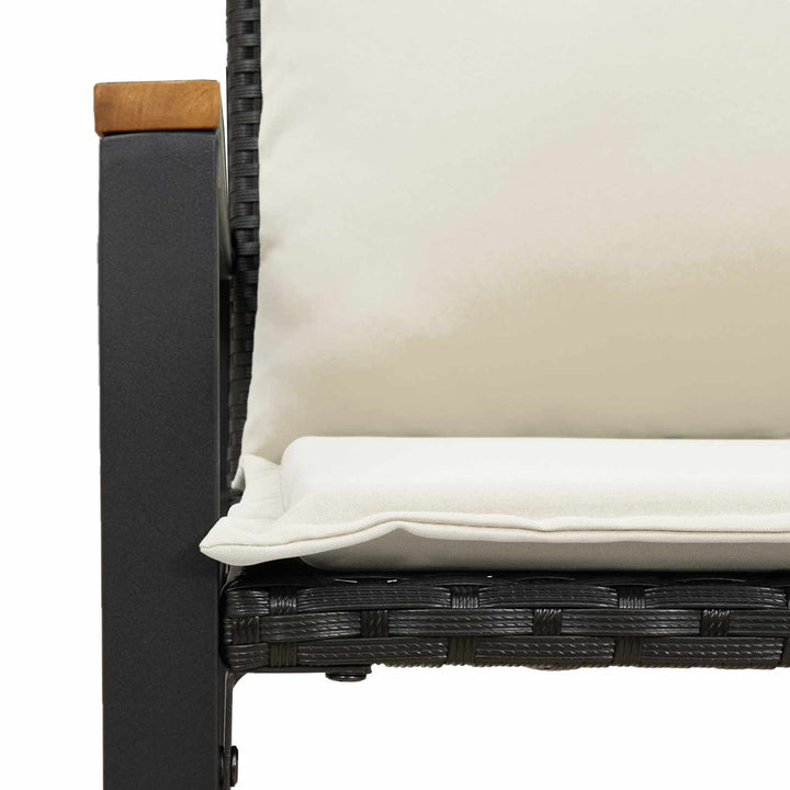 bænk med pude Sort og Cremehvid 115 x 65 x 72 cm Rattan