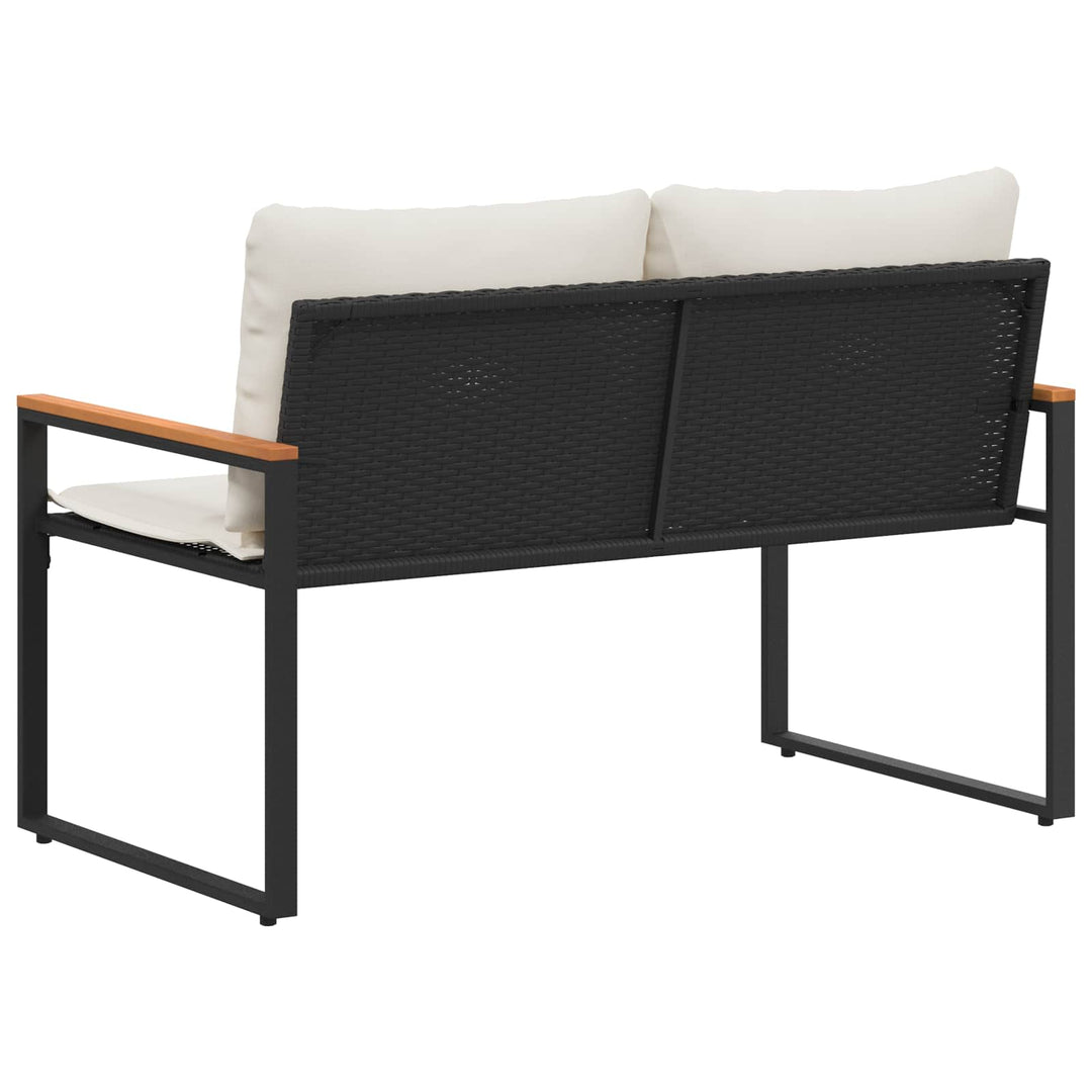 bænk med pude Sort og Cremehvid 115 x 65 x 72 cm Rattan