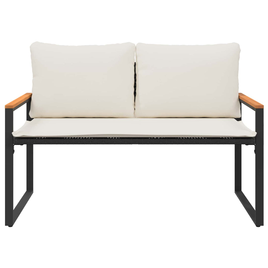 bænk med pude Sort og Cremehvid 115 x 65 x 72 cm Rattan