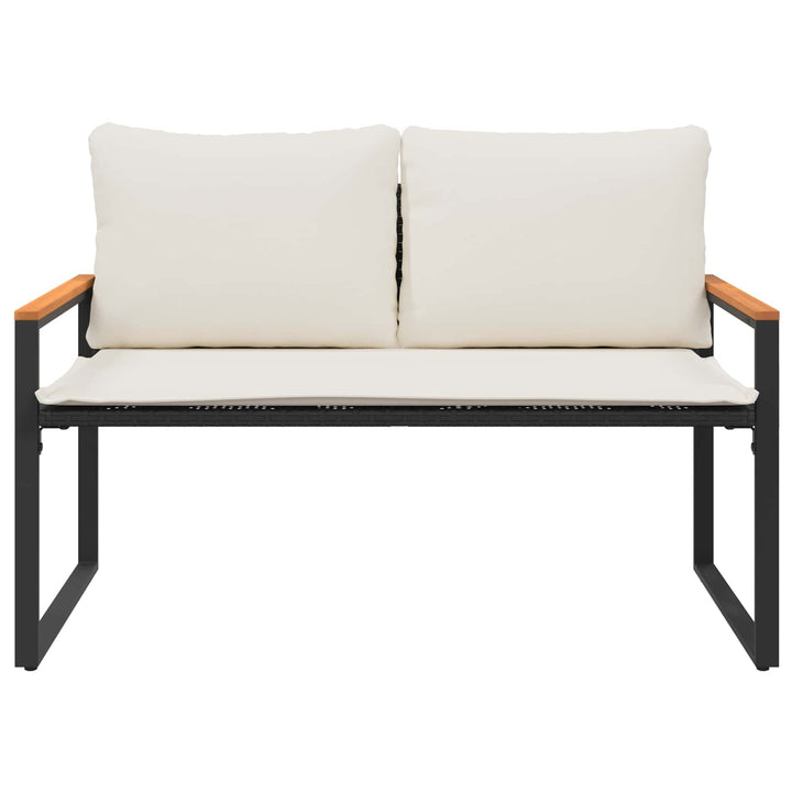 bænk med pude Sort og Cremehvid 115 x 65 x 72 cm Rattan
