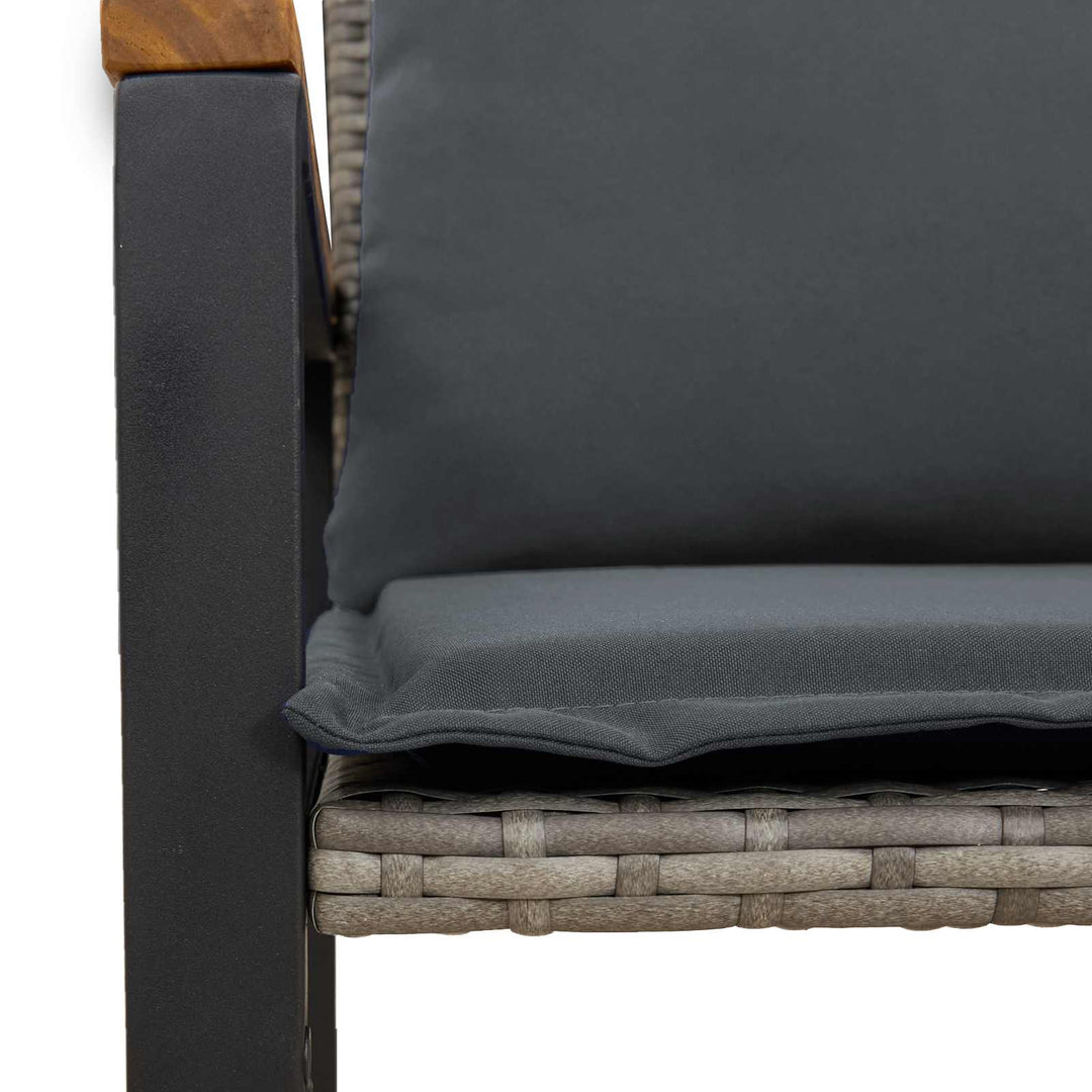 bænk med pude Grå og Mørkegrå 115 x 65 x 72 cm Rattan