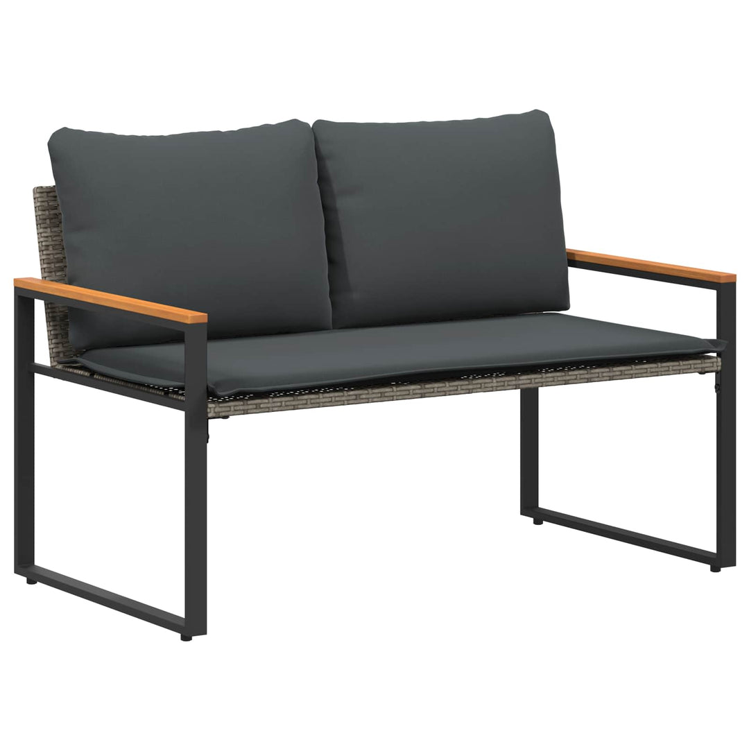 bænk med pude Grå og Mørkegrå 115 x 65 x 72 cm Rattan