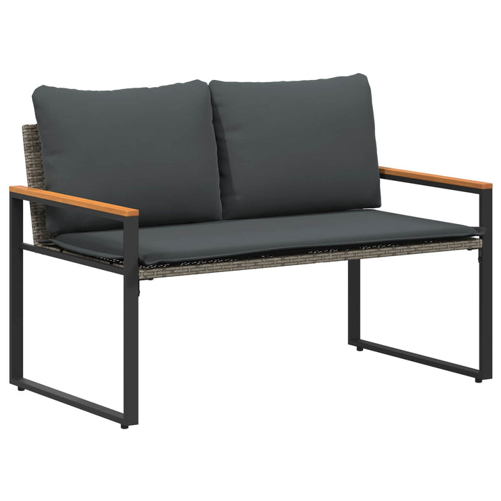 bænk med pude Grå og Mørkegrå 115 x 65 x 72 cm Rattan