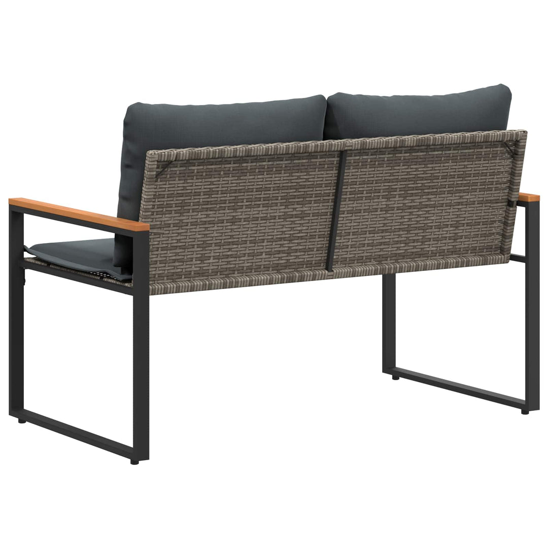 bænk med pude Grå og Mørkegrå 115 x 65 x 72 cm Rattan