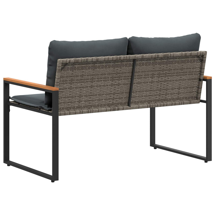 bænk med pude Grå og Mørkegrå 115 x 65 x 72 cm Rattan