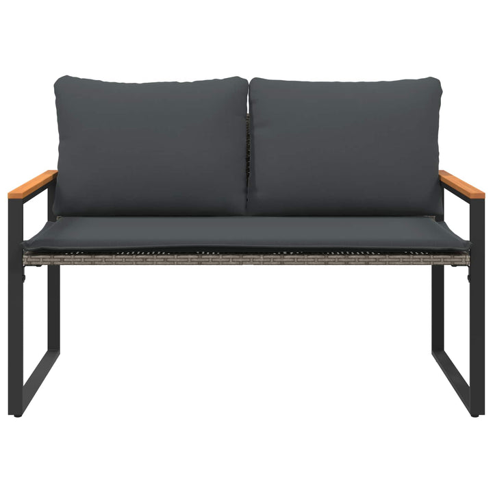 bænk med pude Grå og Mørkegrå 115 x 65 x 72 cm Rattan
