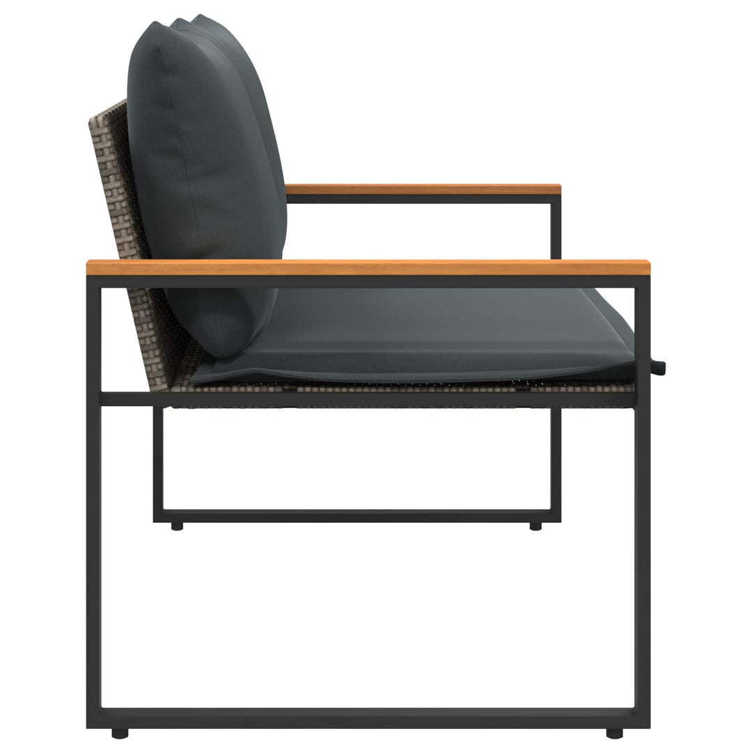 bænk med pude Grå og Mørkegrå 115 x 65 x 72 cm Rattan
