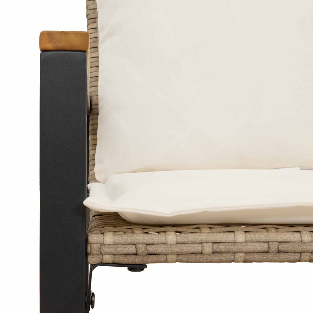 bænk med pude Beige og cremehvid 115 x 65 x 72 cm Rattan
