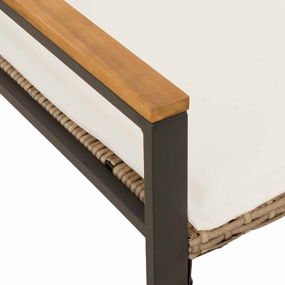 bænk med pude Beige og cremehvid 115 x 65 x 72 cm Rattan