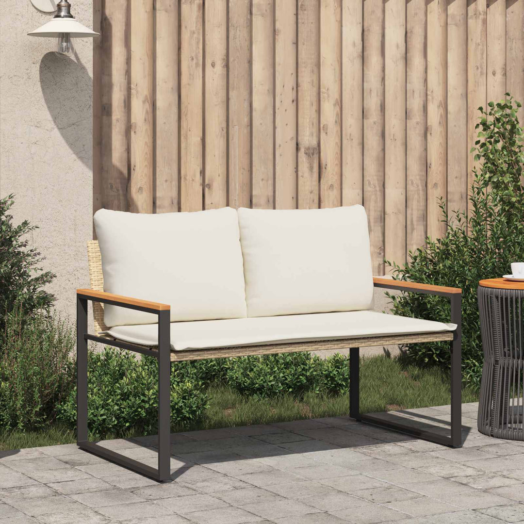 bænk med pude Beige og cremehvid 115 x 65 x 72 cm Rattan