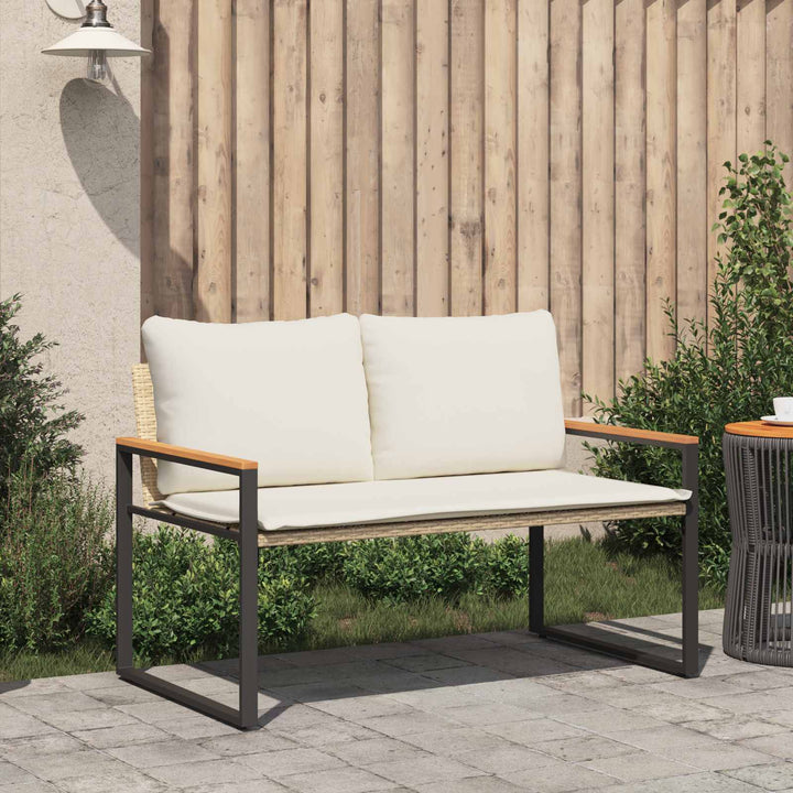bænk med pude Beige og cremehvid 115 x 65 x 72 cm Rattan