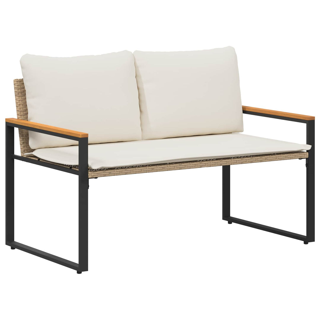 bænk med pude Beige og cremehvid 115 x 65 x 72 cm Rattan