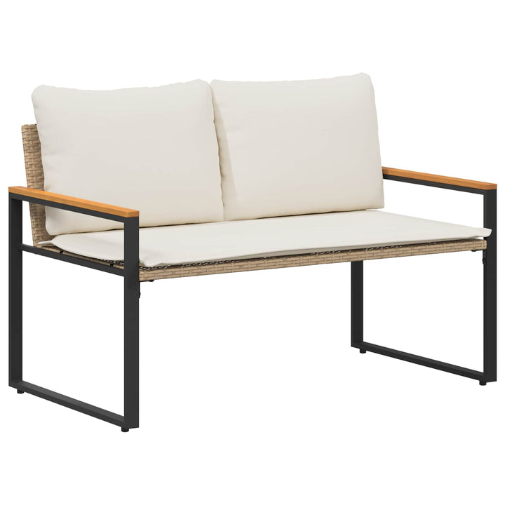 bænk med pude Beige og cremehvid 115 x 65 x 72 cm Rattan