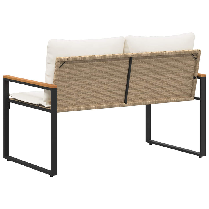 bænk med pude Beige og cremehvid 115 x 65 x 72 cm Rattan