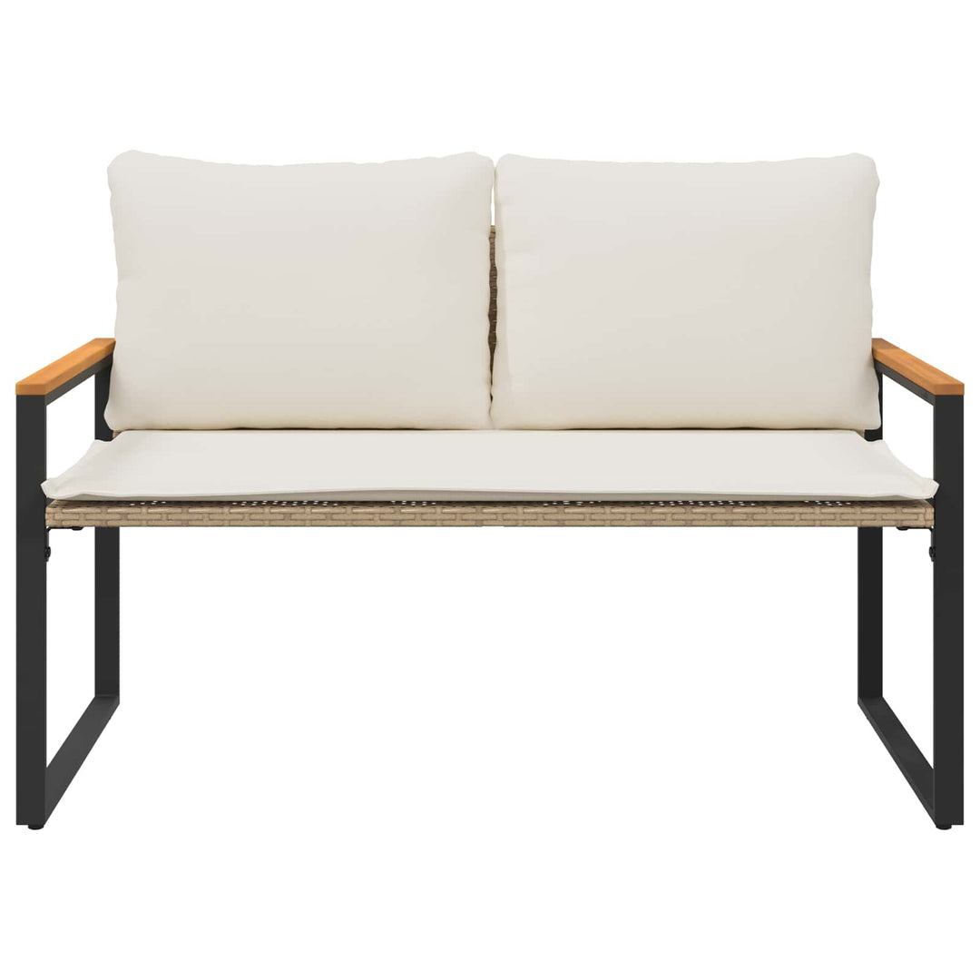 bænk med pude Beige og cremehvid 115 x 65 x 72 cm Rattan