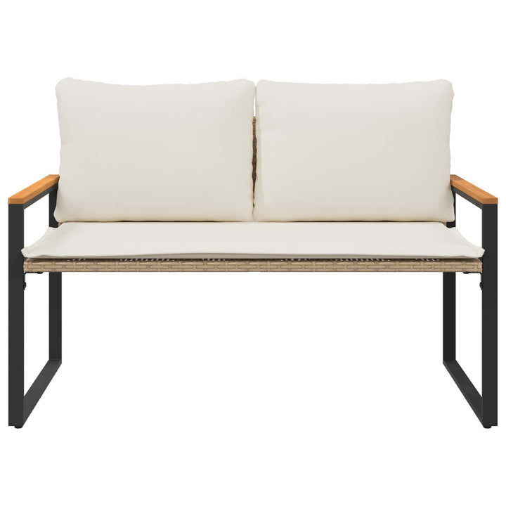 bænk med pude Beige og cremehvid 115 x 65 x 72 cm Rattan